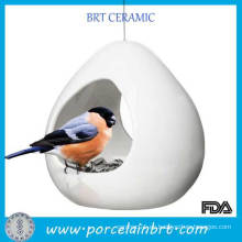 Nuevo producto Alimentador de cerámica blanca para pájaros con alambre